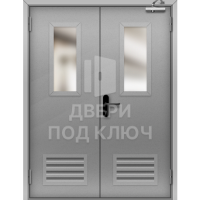 Металлическая остекленная дверь для склада с вентиляцией ДПК-15859